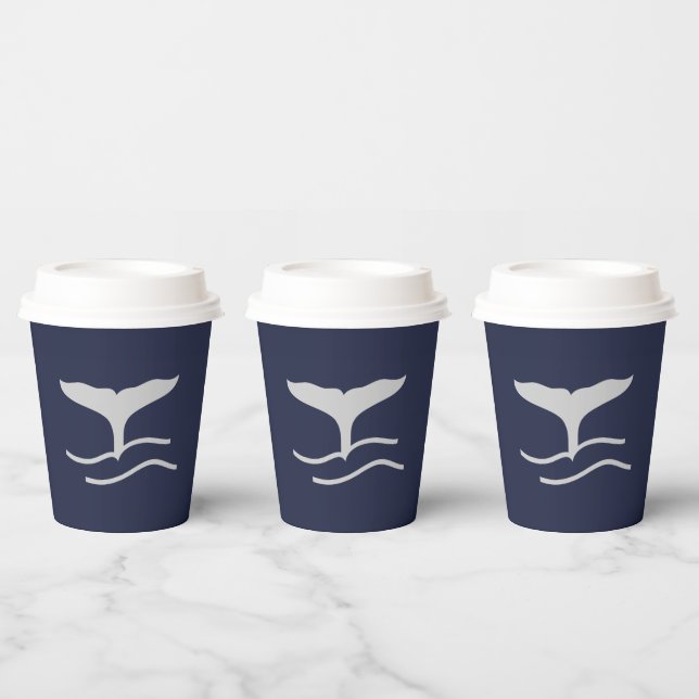 Gobelets En Papier Ocean Whales Tail Outline Marine et Grey Party (Multi)