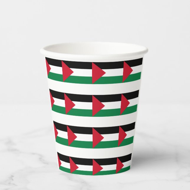 Gobelets En Papier officiellement le drapeau de l'État de Palestine (Recto)