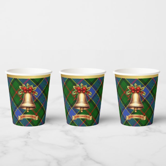 Gobelets En Papier Ogilvie Personnalisé Tartan Noël (Multi)
