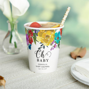 Gobelets En Papier Oh Baby Bright & Bold Florals Baby Shower