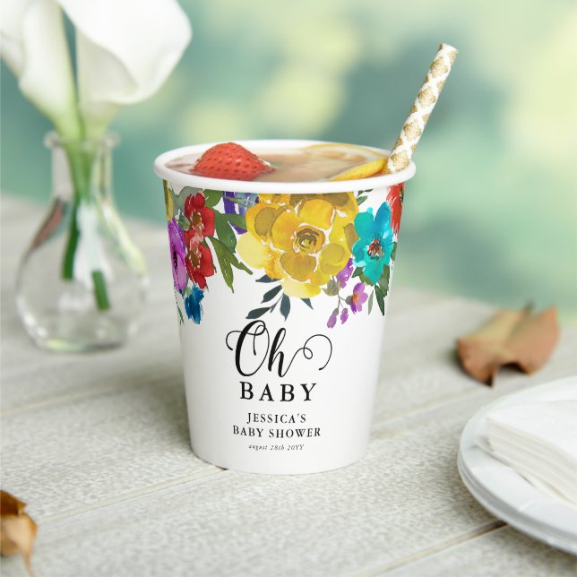 Gobelets En Papier Oh Baby Bright & Bold Florals Baby shower (Insitu)