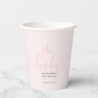 Gobelets En Papier Oh Baby Calligraphy Pink Script Baby Shower