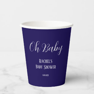 Gobelets En Papier Oh Baby Script Garçons Filles Baby shower Marine B