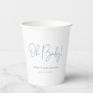 Gobelets En Papier Oh Baby Sky Blue Baby shower personnalisé
