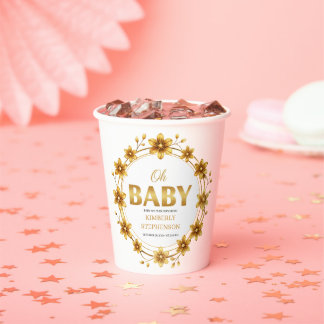 Gobelets En Papier Oh Baby Watercolor Rose Gold Baby Shower