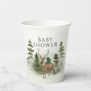 Gobelets En Papier Oh Baby Woodland Aquarelle Baby shower rustique