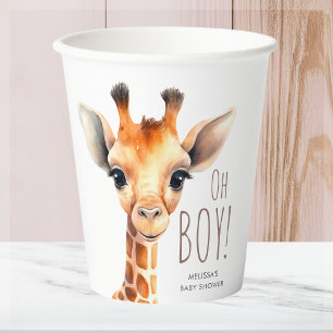 Gobelets En Papier Oh Boy Giraffe Baby shower
