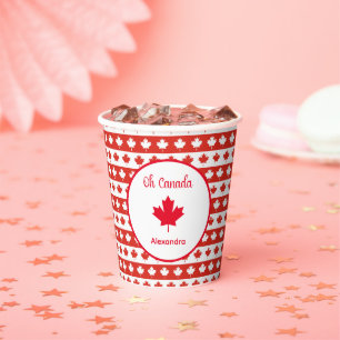 Gobelets En Papier Oh Canada Elégante feuille d'érable rouge
