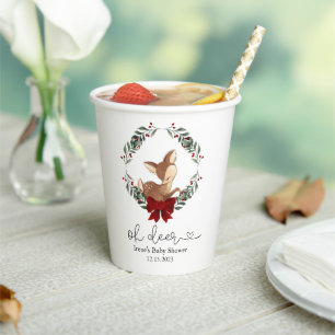 Gobelets En Papier Oh Deer Baby shower de verdure hivernale