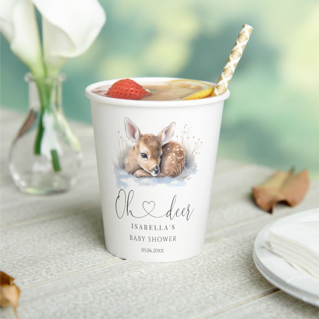 Gobelets En Papier Oh Deer Winter Woodland Baby shower (Insitu)