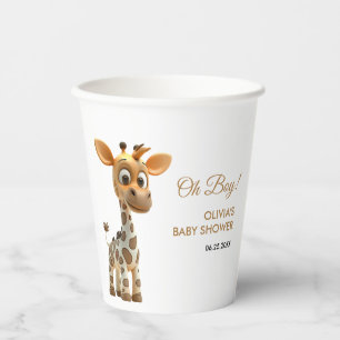 Gobelets En Papier Oh garçon bébé Giraffe mignonne Baby shower garçon