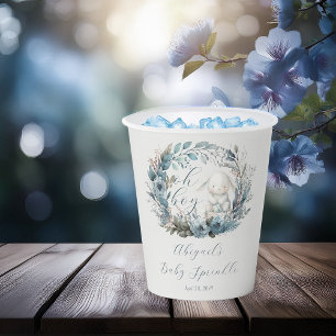 Gobelets En Papier Oh Garçon Lapin Lapin Blue Floral Baby Sprinky