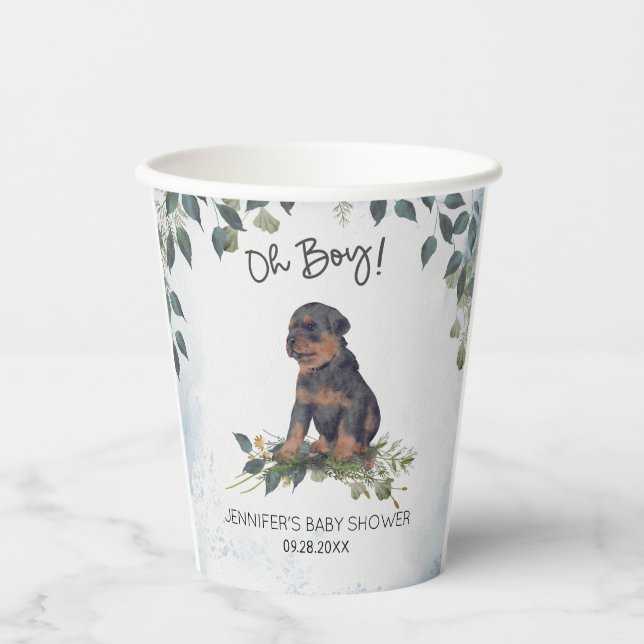 Gobelets En Papier Oh mon Dieu ! Baby shower Rotweiler Puppy (Recto)