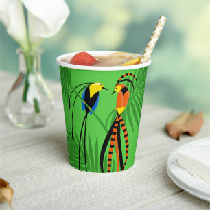 Gobelets En Papier Oiseaux colorés et lumineux du paradis