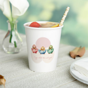 Gobelets En Papier Oiseaux d'Oeufs de Cute Kawaii Baby shower coloré