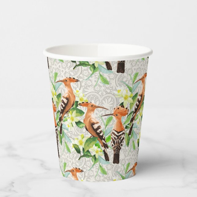 Gobelets En Papier Oiseaux Exotiques Sur La Dentelle (Gauche)