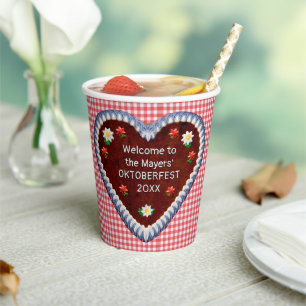 Gobelets En Papier Oktoberfest Heart (personnalisable) tasse de papie