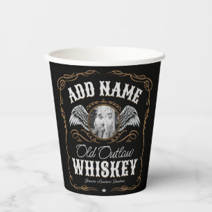 Gobelets En Papier Old Moonshine Whiskey Étiquette AJOUTER PHOTO Nom 