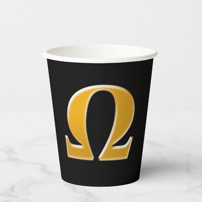 Gobelets En Papier Oméga grecque d'or - Symbole de la résistance (Recto)