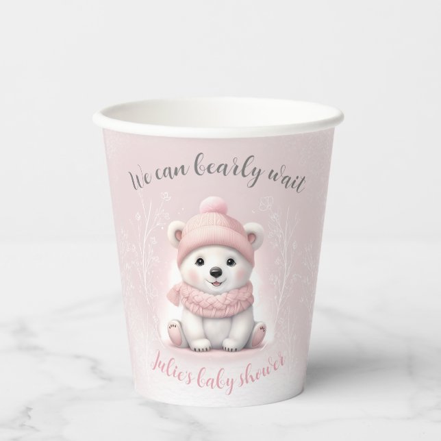 Gobelets En Papier On peut attendre le Baby shower d'ours polaires (Recto)