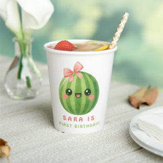 Gobelets En Papier One in a Melon First Birthday Summer Paper cup