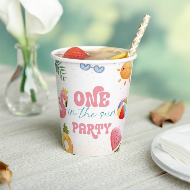 Gobelets En Papier One In The Sun Tropical Beach 1st Birthday Party (Insitu)