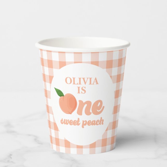Gobelets En Papier One Sweet Peach 1er anniversaire (Recto)