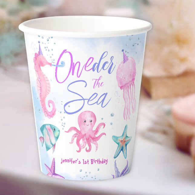 Gobelets En Papier ONEder La Mer | Mermaid 1er anniversaire Cute Ocea (Créateur téléchargé)
