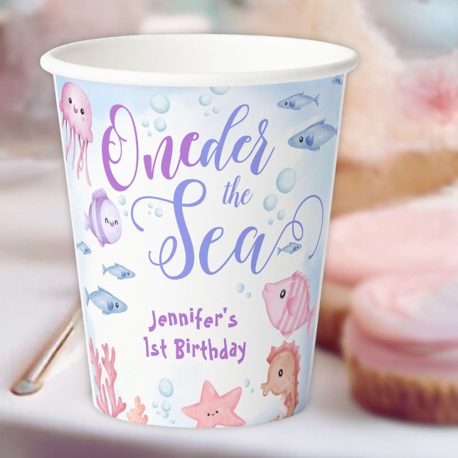 Gobelets En Papier ONEder The Sea Girls 1er anniversaire Mignonne Océ (Créateur téléchargé)