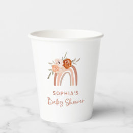 Gobelets En Papier Orange Terracotta Boho | Baby shower arc-en-ciel