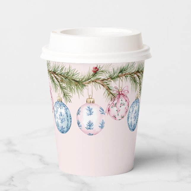 Gobelets En Papier Ornements rose et bleu (Verso)