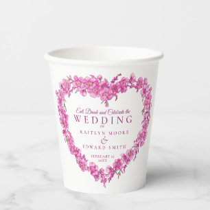 Gobelets En Papier Oubliez-moi pas fleurs mariage rose du coeur