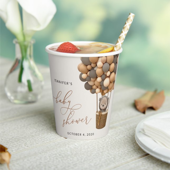 Gobelets En Papier Ours, Ballons Brown, Ballons à air chaud, Baby sho (Insitu)