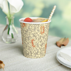 Gobelets En Papier Owen Jones Motif Ancien : Corail Floral Gris