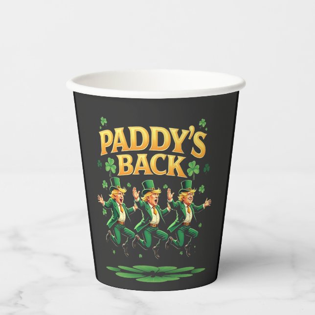 Gobelets En Papier Paddy's Back Funny Trump St Patrick Day Leopard (Recto)