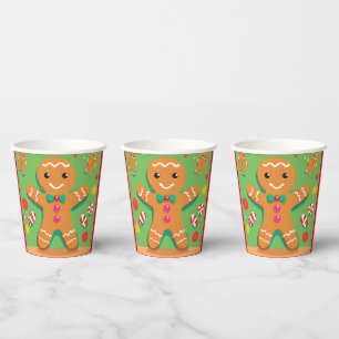 Gobelets En Papier Pain d'épices homme Noël Fête de fête Coupe papier