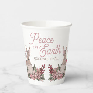 Gobelets En Papier Paix sur Terre Rabbit en Fleurs roses