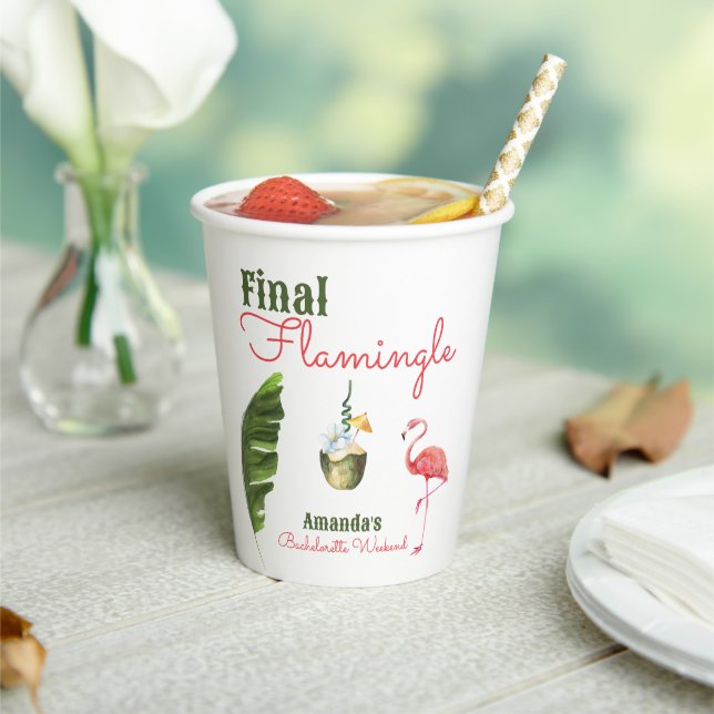 Gobelets En Papier Palm Springs Dernière Flamingle Bachelorette Party (Insitu)