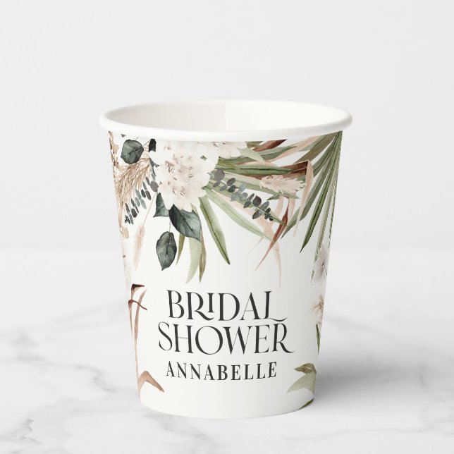 Gobelets En Papier Pampas douche nuptiale naturelle moderne fête (Gauche)