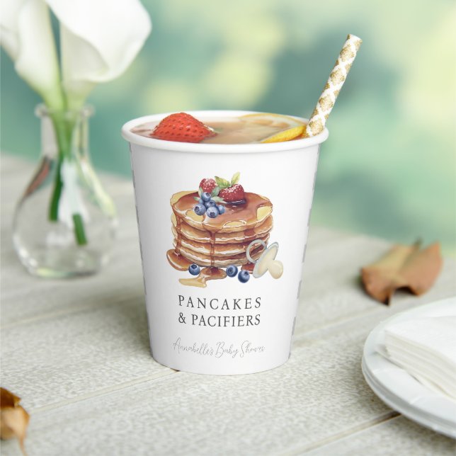 Gobelets En Papier Pancakes & Pacifiers Gray Gingham Baby Shower (Insitu)