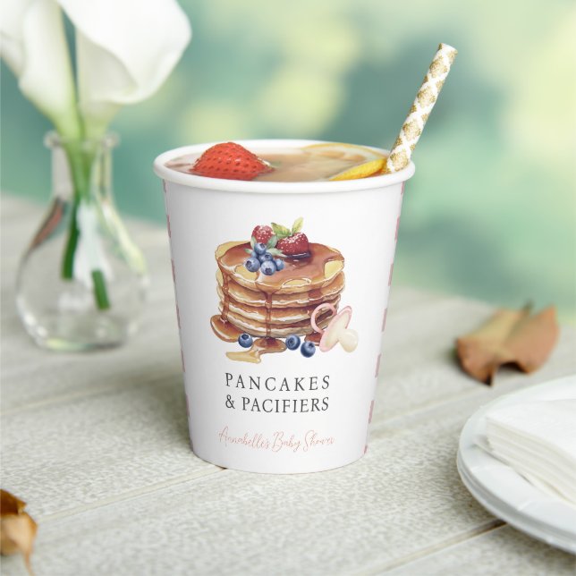 Gobelets En Papier Pancakes & Pacifiers Pink Gingham Girl Baby Shower (Insitu)