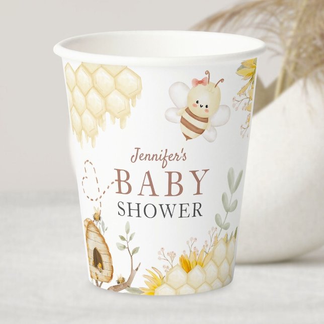 Gobelets En Papier Papier Baby shower Bumble Bee (Créateur téléchargé)