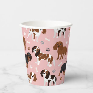 Gobelets En Papier Papier Cavalier King Charles Spaniel Paws and Bone