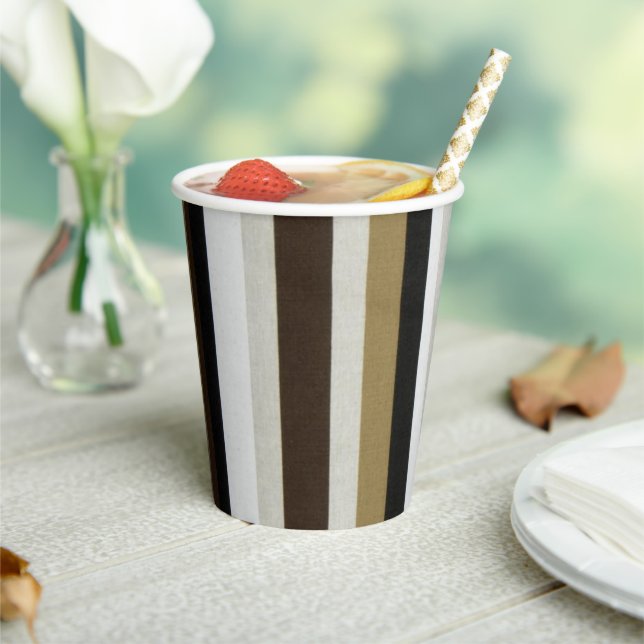 Gobelets En Papier Papier Coupe Beige Brown bande (Insitu)