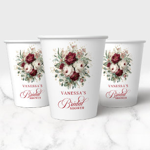 Gobelets En Papier Papier élégant pour Baby Shower sur le thème flora