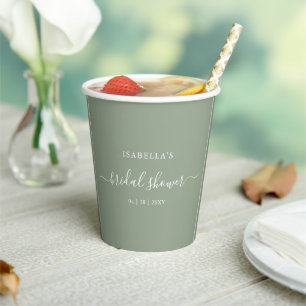 Gobelets En Papier Papier pour Baby Shower "Sage Green Love In Bloom"
