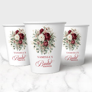 Gobelets En Papier Papier raffiné floral doré de Bourgogne pour douch