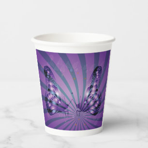 Gobelets En Papier Papillon Abstrait Violet avec des Ailes Radieuses