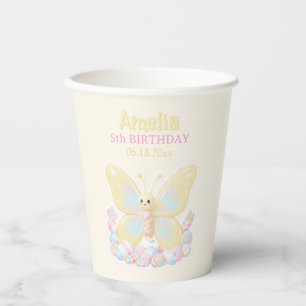 Gobelets En Papier Papillon Jaune Marshmallow Anniversaire Enfants