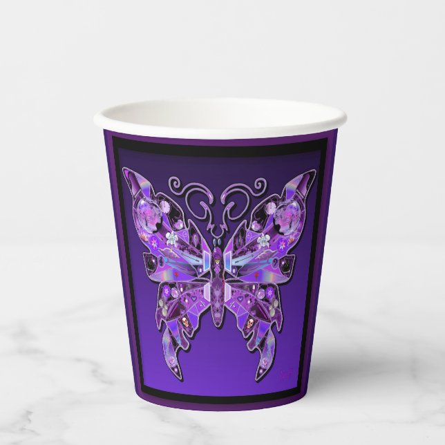 Gobelets En Papier Papillon violet 31 tasses en papier (Recto)
